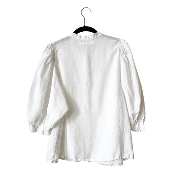 Samsoe Samsoe Mejse Shirt Women's Size L Bright White Button Down Puff Sleeves - Picture 4 of 6